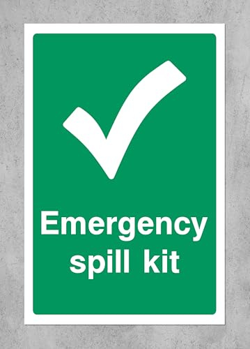 200mmx166mm Emergency Spill Kit Sign (Self Adhesive Sticker Label)