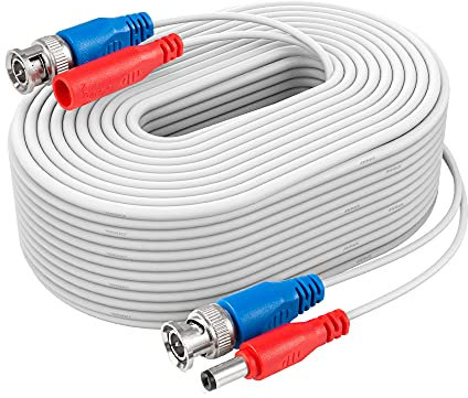 ANNKE 1PC 30M/100ft All-in-One Video Power Cables, BNC Extension Surveillance Camera Cables for CCTV Security DVR System Installation (White)