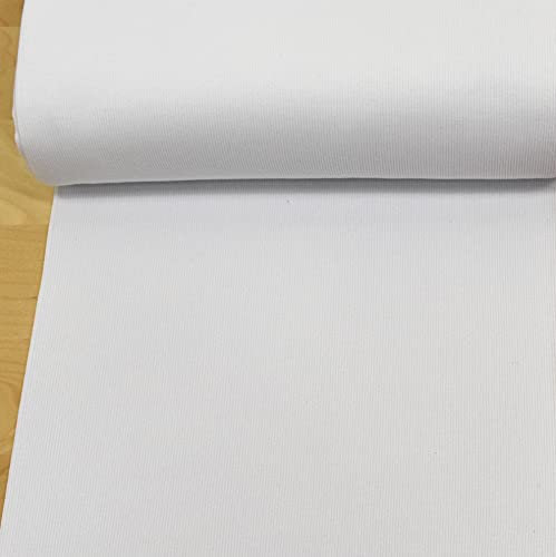 MAGAM-Stoffe Laura Bündchenstoff Grobstrick uni Bio Meterware 50cm (01. Weiß)
