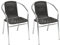 Mojawo 2 Sück Qualität Aluminium/Polyrattan Bistrostuhl stapelbar Stapelstuhl Campingstuhl Gartenstuhl Küchenstuhl Balkonmöbel Gartensitzmöbel Silber/Schwarz