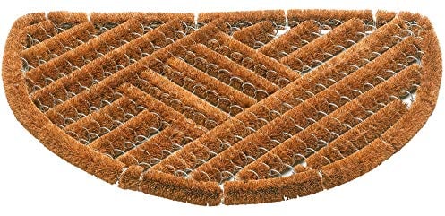 matches21 HOME & HOBBY Draht-Bürsten Coconut Mat, Natural, Semi-Circular, 40 x 60 cm, Weatherproof Doormat Outdoor Dirt Trapper Mat