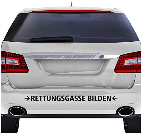 Finest Folia Autoaufkleber Rettungsgasse Bilden Stau für Auto Motorrad Bus Kfz Zubehör Sticker Selbstklebend Waschanlagenfest Notfall THW Feuerwehr Krankenwagen (Schwarz Glanz, 60cm Groß (KX063))
