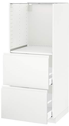 METOD/MAXIMERA Hochschrank mit 2 Schubladen für Backofen 60x62,1x148cm weiß/Voxtorp matt weiß