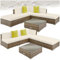 TecTake® Ensemble Salon de Jardin Exterieur XXL en Poly Rotin Modulable Canapé 5 Places 3 Fauteuil Salon 2 Tabouret Pouf et 1 Table de Jardin, Mobilier de Jardin pour Amenagement Balcon Terrasse