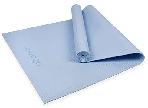Myga RY1464 - Entry Level Yoga Mat - Exercise Fitness Mat for Pilates - Core Workout for Home, Gym, Yoga Studio - 173 x 61cm, 4mm Thickness - Sky Blue