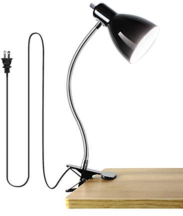 Desk lamp Eye-Caring Table Lamps, 360°Rotation Gooseneck Clip on Lamp Reading Light Portable Reading Book Light Clamp Study Desk Lamps for Bedroom and Office Home Lighting (Black)