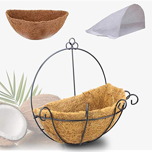 JKIOHO Lot de 2 sacs en demi-cercle de 30,5 cm pour panier suspendu en fibre de coco pour pots de fleurs à suspendre au mur