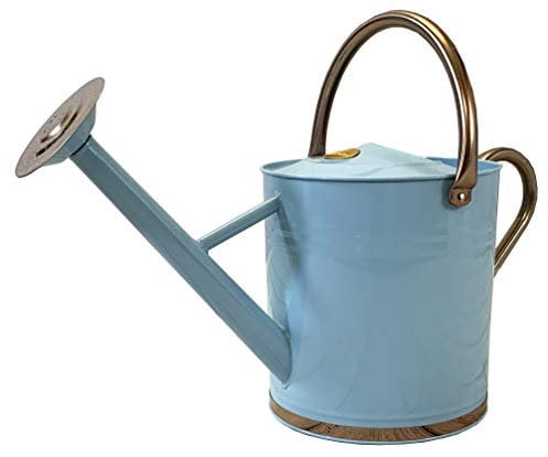 Selections 9 Litre Duck Egg Blue & Copper Metal Watering Can with Rose