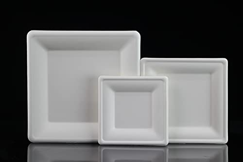Générique Assiettes écologiques carrées blanches en bagasse pulpe de canne à sucre, plusieurs tailles disponibles, pour les particuliers et professionnels (50, 16cm*16cm)