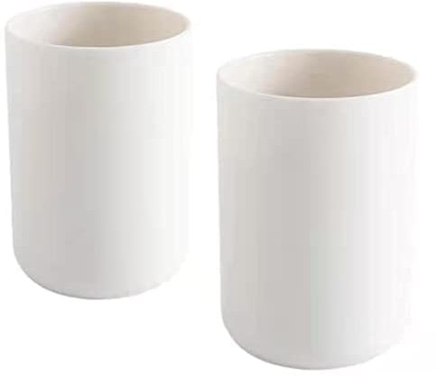 wongwongcat Bathroom Tumblers 2Pcs, Mouthwash Cup, Toothbrush Holders, Drink Mug, Pen Holder, Unbreakable Dishwasher Safe, 10fl.oz(300ml)/Pcs (White & White)