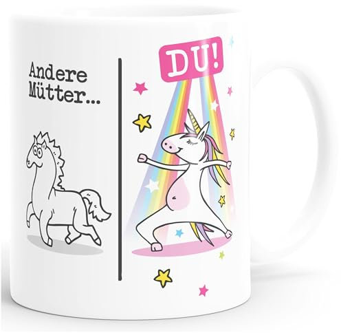 Moonworks® Tasse à café maman licorne drôle cadeau fête des mères de fille fils autres mamans du blanc uni tasse en céramique