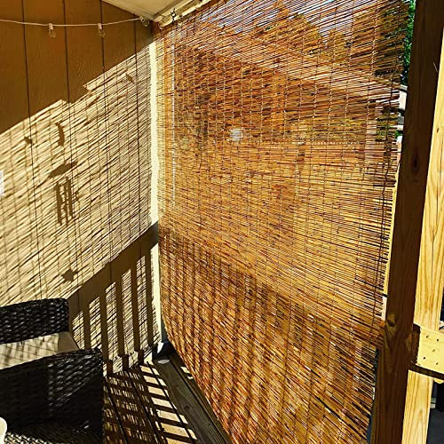 SYTH Retro Estor Bambú Enrollables, Natural Enrollable Toldo Transpirable, Transparente Vertical Enrollable Parasol, Adecuado para Interior/Exterior/balcón/Cubierta, Tamaños Personalizable