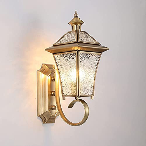 Applique Murale Extérieure Vintage Applique Murale Extérieure Étanche Luminaires Extérieurs en Laiton Lumière Verre Rustique LED Lanterne Murale E27 Antique Villa Patio Parc Jardin Lumières (Color :