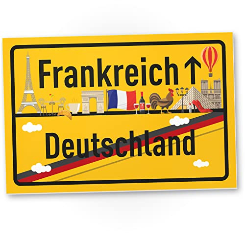 DankeDir! Frankreich Deutschland Ortsschild - Schild 30 x 20 cm - Geschenk Idee Gutschein Reise Urlaub Reisegutschein Geldgeschenk Abschiedskarte Geschenkidee Deko Karte