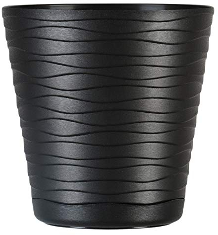 Home Garden Ornaments Tedi Plant Pots Indoor – Indoor Plant Pot with Drainage Holes and Integrated Saucer, Plastic Flower Pots (Diameter: 30cm, Colour: Black)