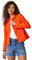 Roman Originals Stretch Jacket for Women UK - Ladies Denim Jean Summer Coat Bengaline Casual Smart Utility Trucker Biker Fitted Classic Work Spring Soft Vintage - Orange - Size 18