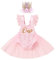 Bébé Filles Mon 1er Premier Anniversaire Robe Tutu Manches Volants Dentelle Barboteuse Photographie Tenue Bandeau à Couronne Cadeau Rose Clair 9-12 Mois