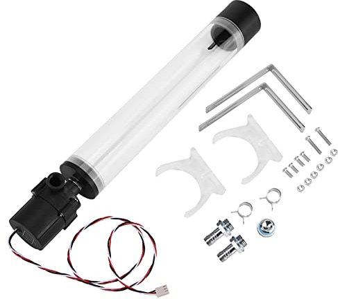 Wasserkühltank Mit Pumpe, Computer DIY Wasserkühltank Zylinder Reservoir 19W Pumpe G1/4, Hitzebeständiger Tank Und Wasserdichte Pumpe(300mm)