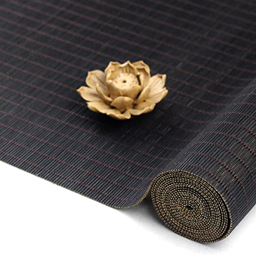 Bauernhaus Tischläufer Japanische Bambusmatten Tischläufer Vorhänge Tischabdeckung Kung Fu Tee Set Zubehör Wohnkultur Couchtischdecke Party Tischläufer (Farbe: Schwarz, Größe: 50 x 100 cm)