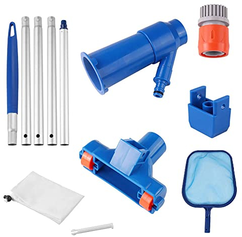 Pool Jet Vacuum Cleaning Kit Mini Handheld Vac with Mesh Bag Universal Maintenance Tool Kit for Swimming Pool Spa Fountain Hot Tub, 55inch Aluminium Pole