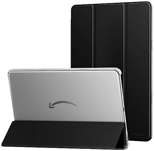 MoKo Hülle für Amazon Fire Max 11 Tablet (13. Generation, 2023) 11, Dünne Leichte PU Leder Tablet Hülle für Kindle Fire 11 Tablet Transluzente PC Rückseite mit Auto Schlaf/Aufwach, Schwarz