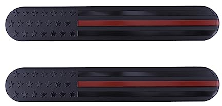 2 Stück USA-Flagge Emblem Aufkleber Auto Aufkleber für Auto SUV LKW Motorrad Zubehör (Schwarz Rot)