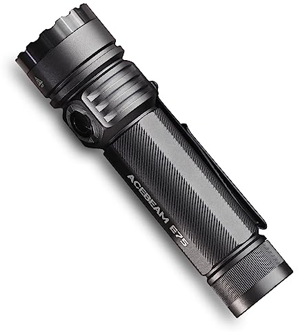 ACEBEAM E75 4500 Linterna de alto lúmenes con base magnética, linterna LED alta potencia recargable, IPX8 resistente al agua, luz de flash táctica EDC,26 días de larga duración para camping,uso diario