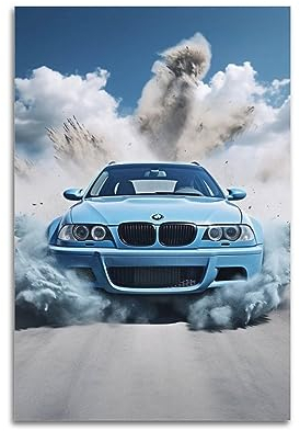 ALTUY Vintage-Sportwagen-Poster für BMW M3 E46, Rennwagen, dekoratives Gemälde, Leinwand, Poster, 40 x 60 cm