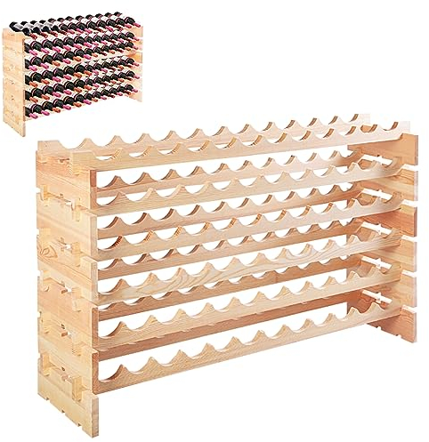 GiantexUK Wooden Wine Rack, 36/60/72 Bottles Wine Display Shelf, 6 Tier Stackable Wine Bottle Organizer for Home, Restaurant, Bar and Wine Cellar (72 Bottles, 120 x 29 x 79cm)