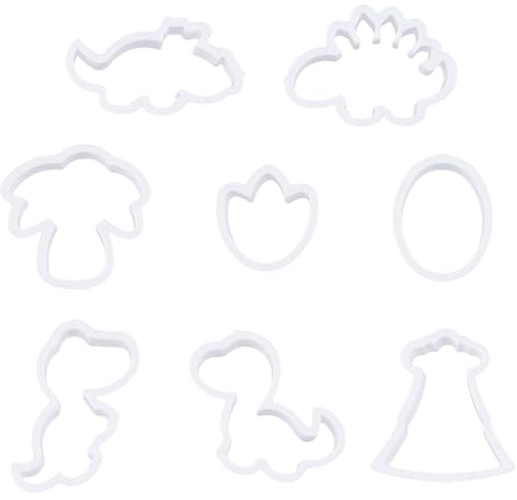 SUPERFINDINGS 8 Estilo de plástico cortadores de galletas Cortadores de arcilla polimérica Cortador de arcilla de dinosaurio Cortapastas Ovalado Árbol Blanco Moldes para galletas