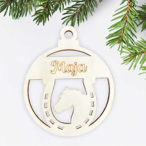 Weihnachtsbaumkugel aus natürlichem Birkensperrholz mit Wunschnamen - Personalisierte Weihnachtskugel, Weihnachtsbaumschmuck, Weihnachtsdeko aus Holz - schöne Geschenk-Idee zu Weihnachten (Style 13)