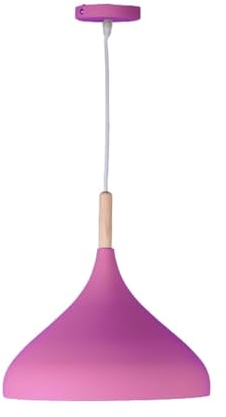 BEL AIR HOME - Lampada a sospensione Baviera 1xE-27 (lampadina non inclusa) Diametro 30 cm in metallo e legno, altezza regolabile (rosa)