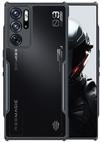 GIOPUEY Hülle für Nubia Nubia Red Magic 9 Pro/9S Pro, Hart-PC + Weiche TPU Abdeckung, Hohe Transparenz, Klar Handyhülle, Luftpolster Anti-Drop, Kein Vergilben - Black