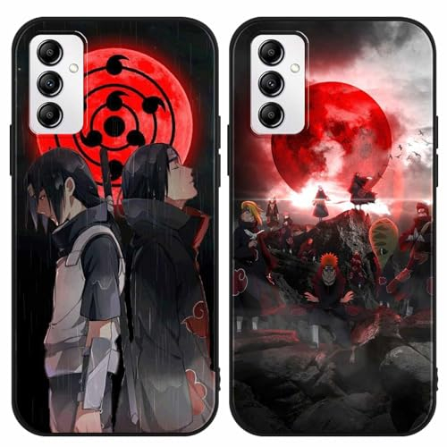 PBNDJVG 2 Stück Handyhülle für Samsung Galaxy A14 5G Hülle 6.8 Zoll Anime Uchiha Itachi Sasuke Manga Muster Design Junge Case All Inklusiv Linsen Schutzhülle TPU Silikon Weich Ultra Dünn Cover, 02
