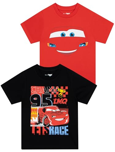 Disney T-Shirt 2 Paquets | Lightning Mcqueen Garçons T-Shirt | Voitures T Shirt Enfant | Tshirt Pack De Deux