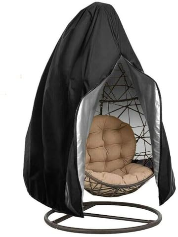 Hiseng Housse de Protection pour Fauteuil Oeuf Suspendu Extérieur Jardin avec Glissière - Etanche (115 * 190CM, Noir)