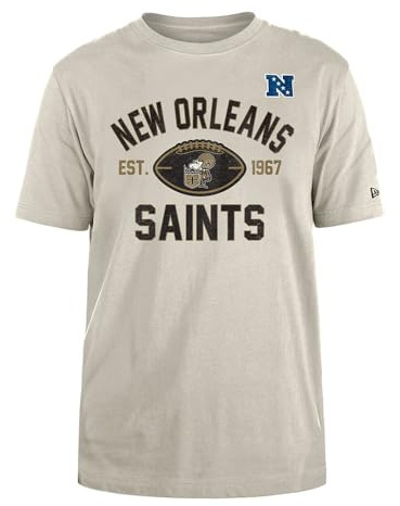 NEW ORLEANS SAINTS New Era Cap NFL Regular T-Shirt Distressed Screenprint Team Graphic Stone Unisex