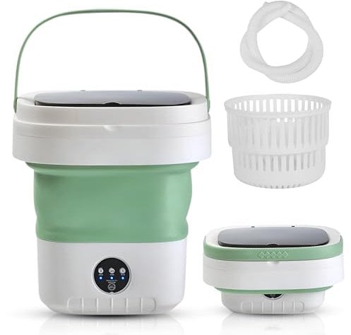 Portable Washing Machine,12L Mini Washer with Foldable Design, Has 3 smart Modes for Travel,Apartment,Baby Clothes,Socks camping, RV (Green)