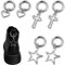 Niuhong 6pcs Schmuck Schuhanhänger Stiefel Schuhschnalle Punk Federring Schuh Dekoration Stern Cross Herzen Mit O Ring Schnallen Cool Schuh Schnalle DIY Schlüsselanhänger Tasche