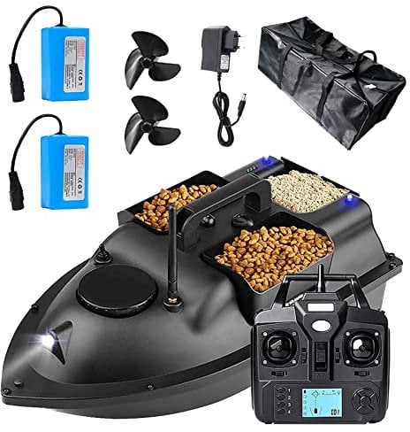 GPS Intelligent Fishing Bait Boat Feed Boat with 2.0kg Capacity Lasting 12000mAh Battery - Fish-Tool Black Support Kit
