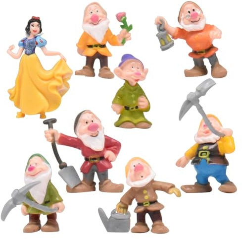 8 Stück Schneewittchen und Sieben Zwerge Tortendeko Mini Figuren Set Prinzessin Cake Topper Geburtstags Dekoration Kinder Figure Geburtstag Geschenke Sammeln Dekoration 3-8cm