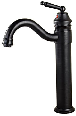 Vintage Retro Bagno Lavandino Rubinetto 360 ° Girevole Bocca Singola Leva Rubinetto Miscelatore Bacino Acqua Calda e Fredda Nero