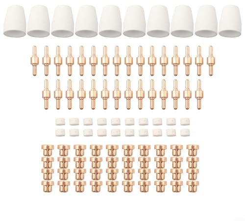 Eawfgtuw PT-31 Plasmaschneidbrenner-Verbrauchsmaterialien-Set, kompatibel mit CUT-40 CUT-50 LG40 Plasmaschneider, inklusive Elektroden, Düsen, Wirbelringe, Schutztassen, 100 Stück