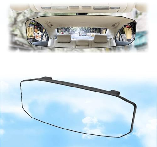 Gudalea Specchietto Retrovisore Auto, Specchietto Retrovisore Guida Accompagnato, Universale Specchietto Auto, 24 x 9 cm Specchio Retrovisore Grandangolare Panoramico Interno per Auto SUV Camion