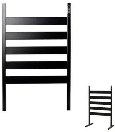 Chauffage Sèche-Serviettes Chauffant électrique - Porte-Serviettes Chauffant sur Pied ou Mural - Basse Consommation 60W - Température 55ºC - 5 Barres - Minuterie - Noir