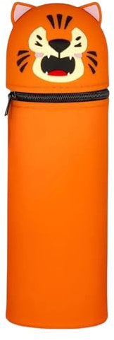 Silikon Federmäppchen Tiger, Orange Tiger Federmappe, Federtasche aus Weichem Silikon für Stifte, Unisex Kapazität Mäppchen und Stiftehalter, Kawaii Federmäppchen Tiere, Geschenke ür Kinder (Tiger)