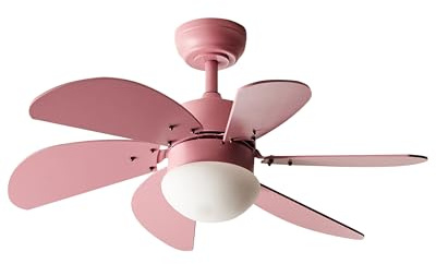 Beliani Moderner Deckenventilator mit Fernbedienung LED-Beleuchtung Kunststoff und Sperrholz Rosa Logar