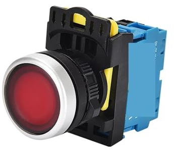 Botón pulsador de encendido y apagado con bloqueo momentáneo LED rojo LA36M de 22 mm y 10 A, con o sin fijación, 1 unidad(1NO,LATCHING_110V)