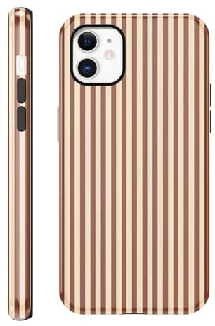 Saqmkil Gestreifte Hülle für iPhone 11, Aesthetic Design Streifen Stripes Muster Striped Motiv Handyhülle, Weich TPU Süßes Mädchen Frauen Stoßfest Case Schutzhülle für iPhone 11 6,1'', Braun