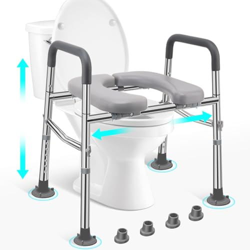 Toilet Seat Riser for Seniors, Stainless Steel Frame, 500lb